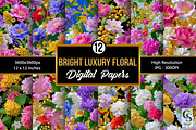 Bright Luxury Flowers Digital Paper, a Pattern Graphic by Creative Store (Thumbnail 1 of 5)