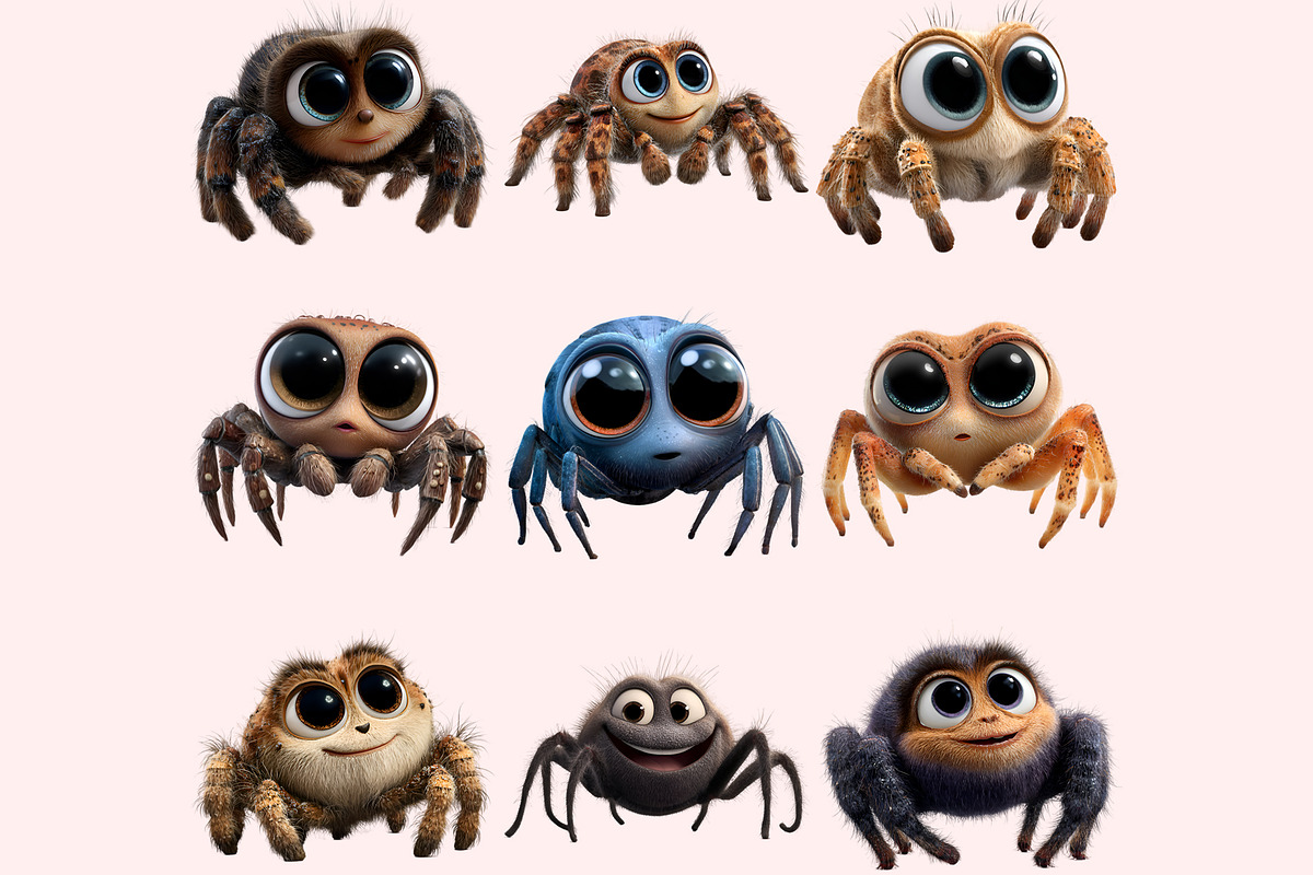Cute Spider Clipart PNG Bundle, a Graphic by M9 Design (Photo 6 of 9)