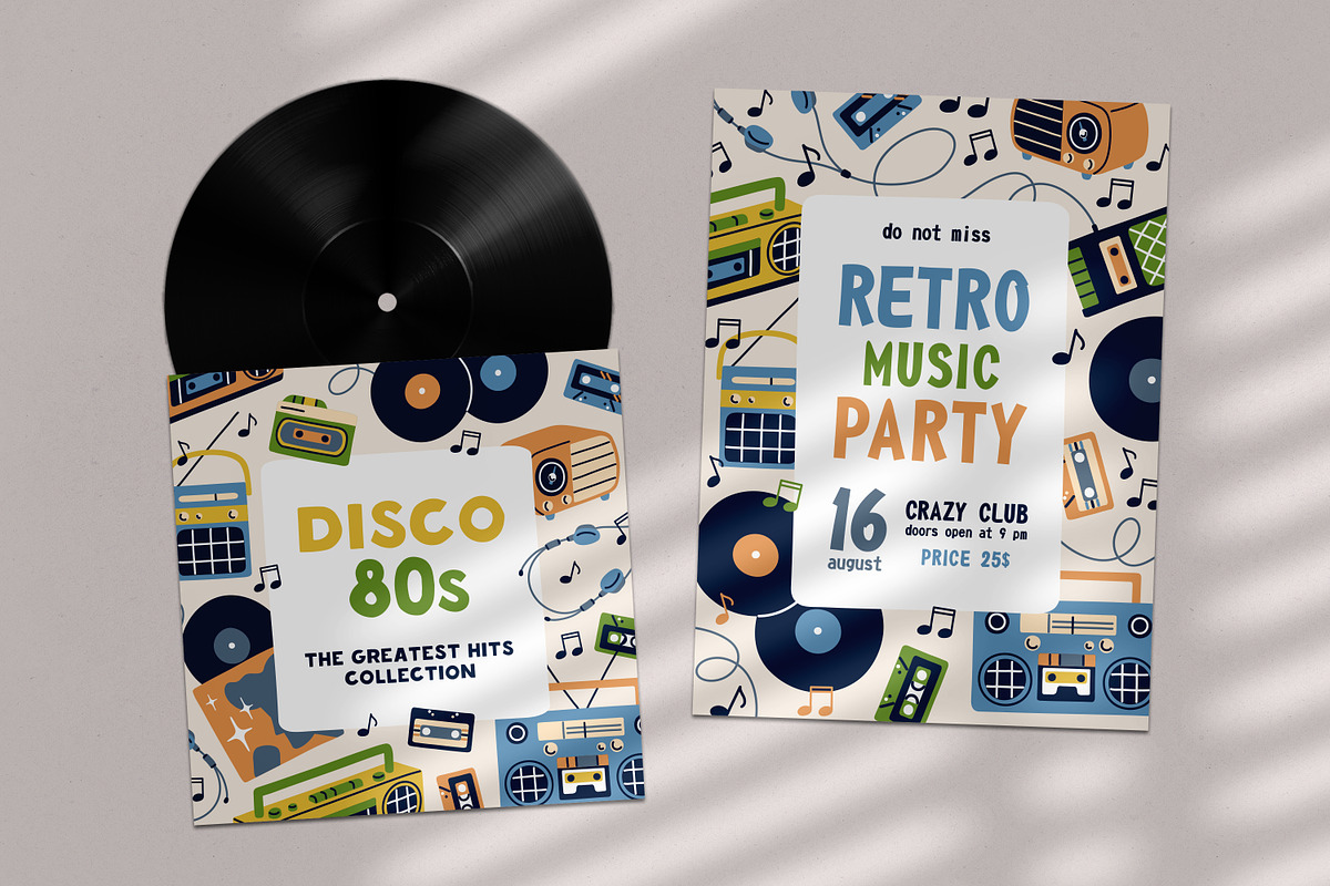 Retro music card and flyer, a Decorative Illustration by Good Studio (Photo 4 of 4)