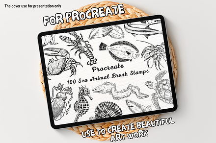 100 Sea Animal Procreate Stamps