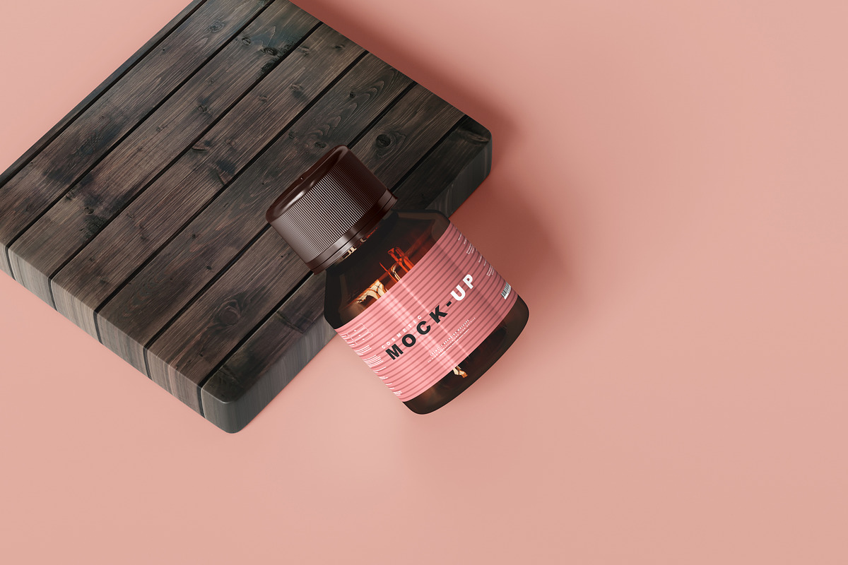 Amber Glass Cosmetic Bottle Mockups, a Cups & Container Mockup by pmvch (Photo 5 of 26)