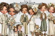Cute Summer Wedding Couple Clipart, a Seasonal Illustration by Rose Art (Thumbnail 1 of 6)