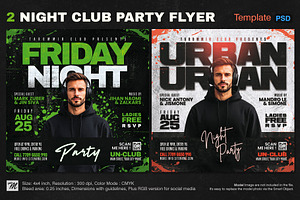 2 Urban Night Club Party Flyer, a Flyer Template by Tarommir