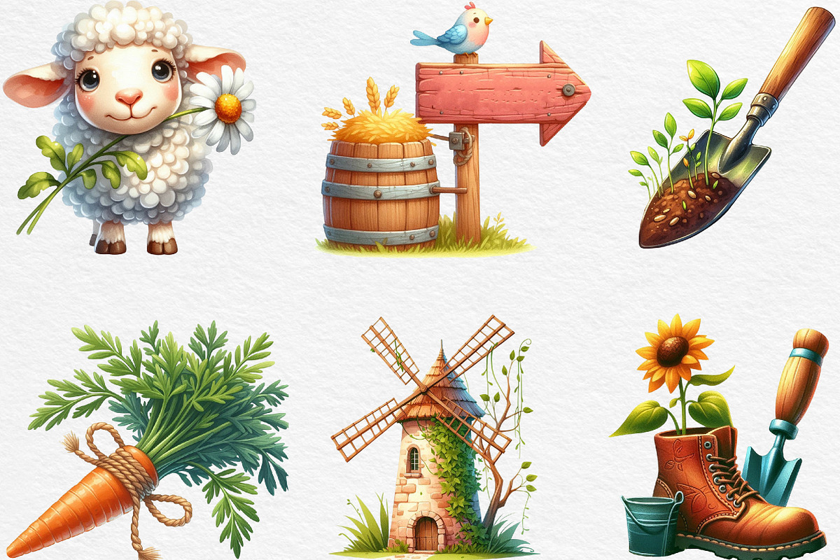 Summer Farming Time Clipart PNG, an Illustration by Black Bird Studio (Photo 4 of 6)