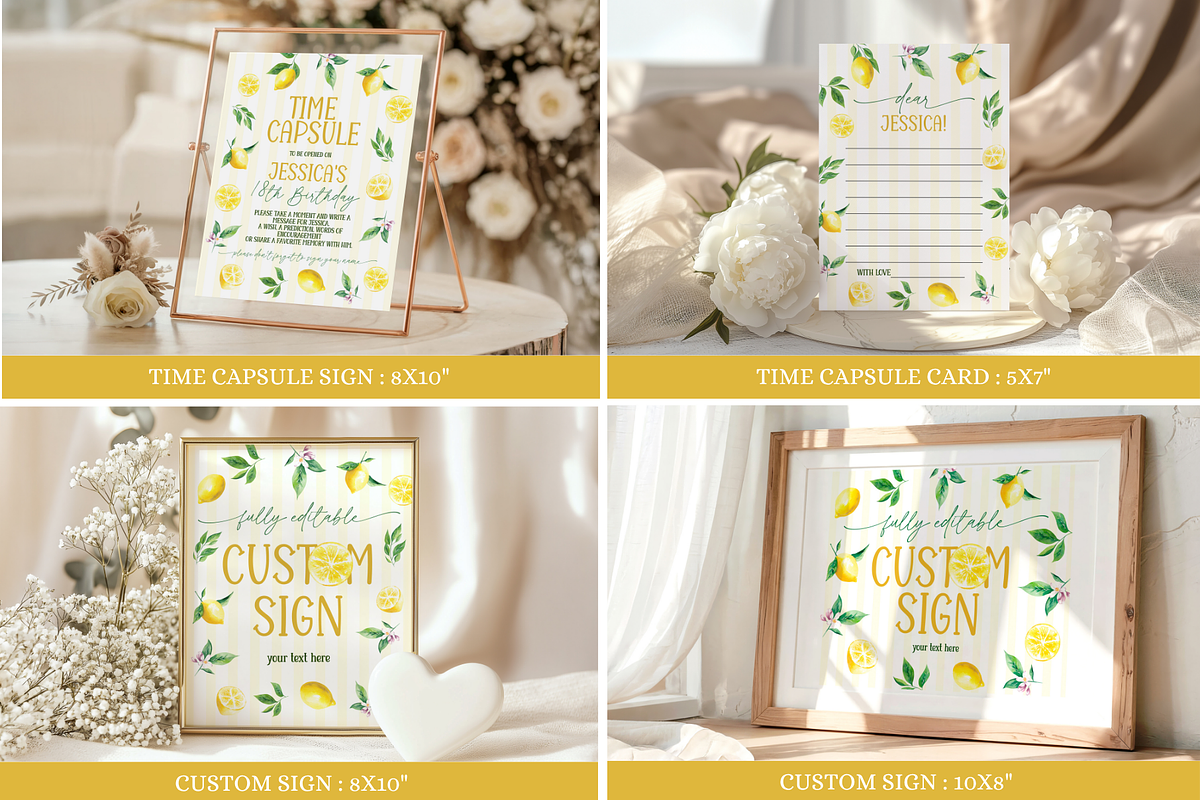 Sweet One Lemon Birthday Bundle, a Stationery Template by Digital_Mind (Photo 4 of 8)