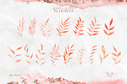 Pink watercolor leaves set. Alphabet, a Decorative Illustration by MiraEl Art (Thumbnail 12 of 15)