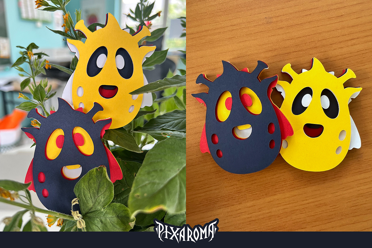 10 Cute Monsters 3D Layered Cut File, an Illustration by pixaroma (Photo 5 of 13)
