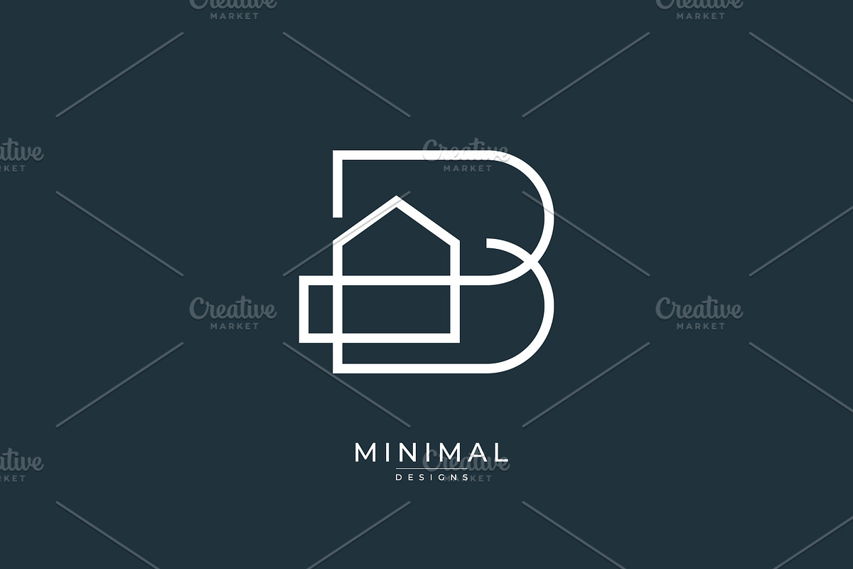 Monogram B logo with a house, a Branding & Logo Template by idesign_4u