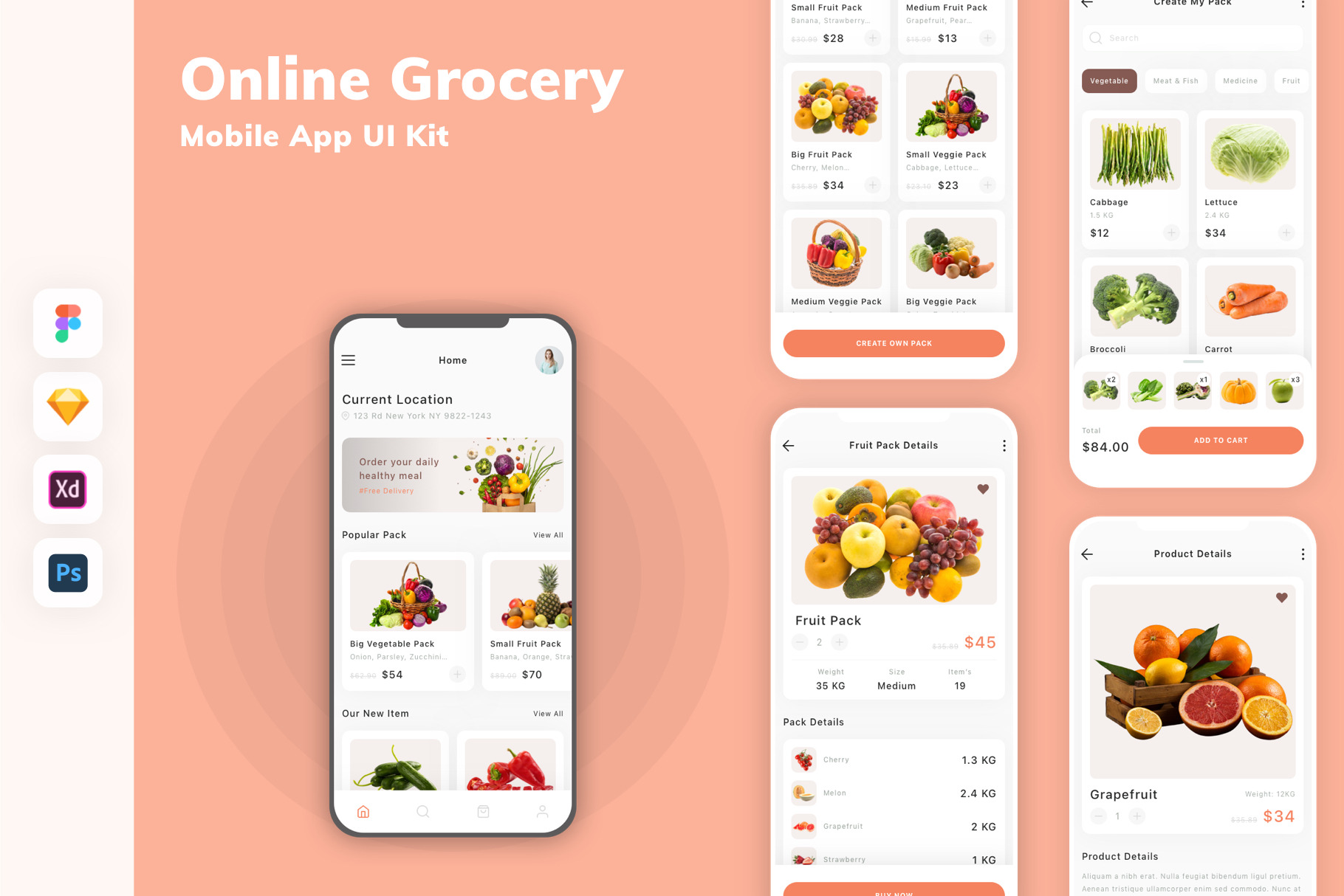 Online Grocery Mobile App UI Kit, an UI Kit Template by uicube