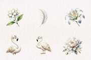 White Birds Flowers Feathers, a Seasonal Illustration by CreationArt (Thumbnail 2 of 7)