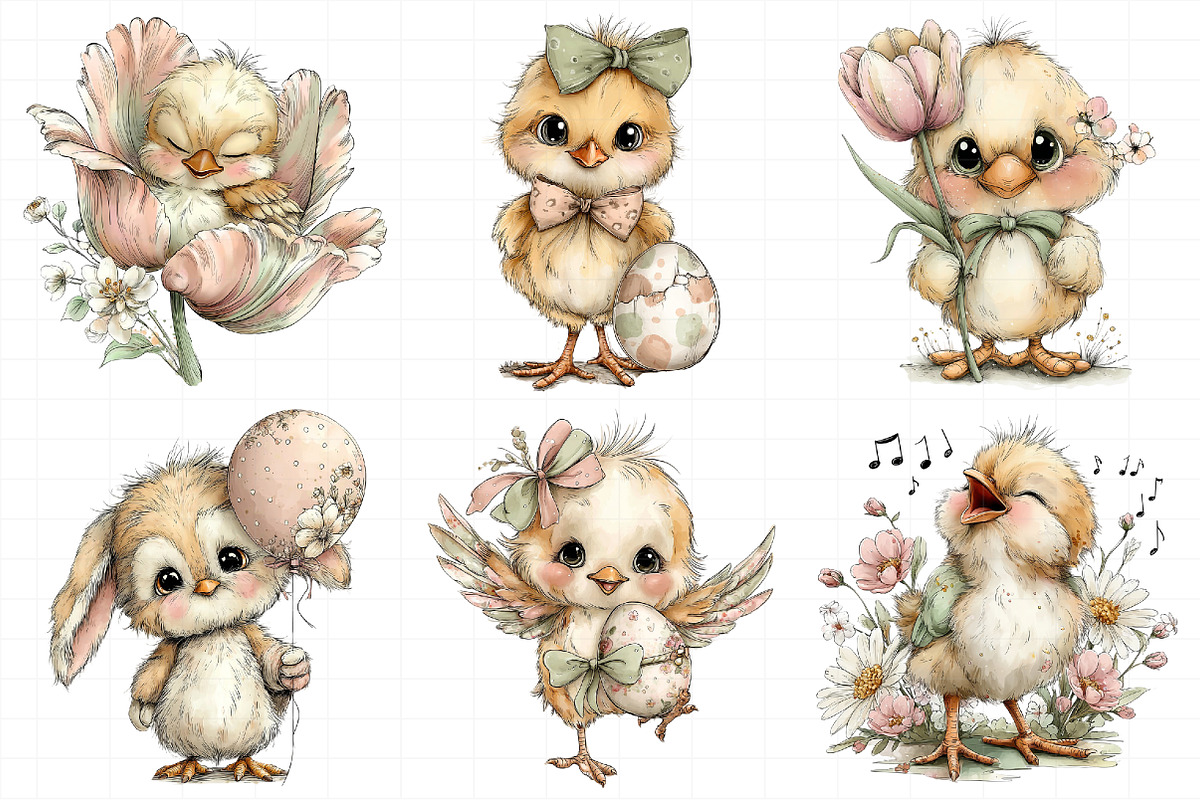 Whimsical Easter Birds Clipart, an Illustration by Daily.Designs (Photo 7 of 7)