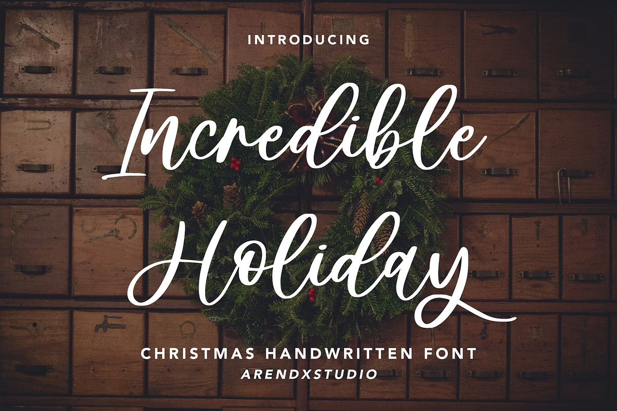 Incredible Holiday - Handwritten, a Handwritten Font by Arendxstudio (Photo 1 of 9)