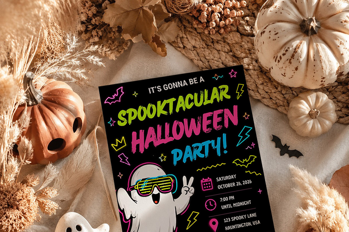 Neon Halloween Party Invitation, an Invitation Template by Arslan (Photo 5 of 5)