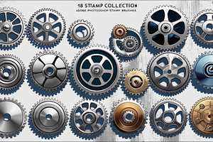 18 Gears Photoshop Stamp Brushes