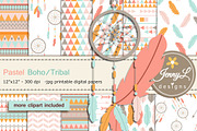 Pastel Boho Digital Papers Clipart, a Pattern Graphic by JennyL Designs (Thumbnail 1 of 5)