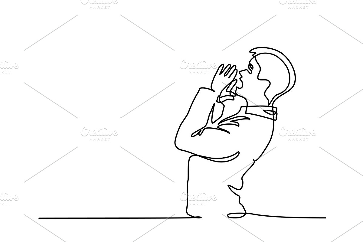 Man screaming at the sky, a Person Illustration by Valenty
