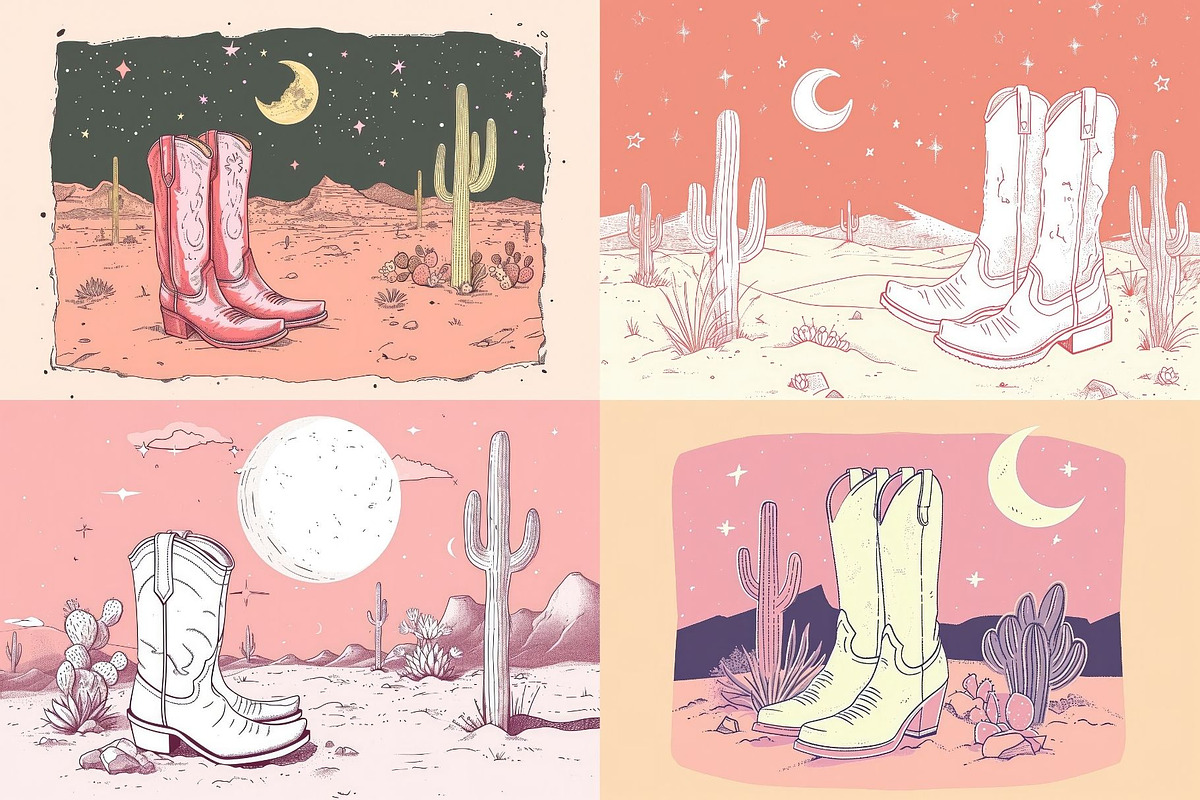 20 Desert Cowgirl Boot Illustrations, an Object Illustration by HipFonts (Photo 5 of 6)
