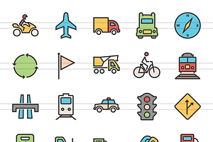 166 City Life Filled Line Icons