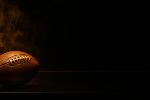 American football on dark smoky back, a Photo by Dvoevnore photos