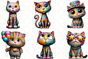 Quirky Cats Clipart Bundle, an Illustration by Black Bird Studio (Thumbnail 3 of 6)