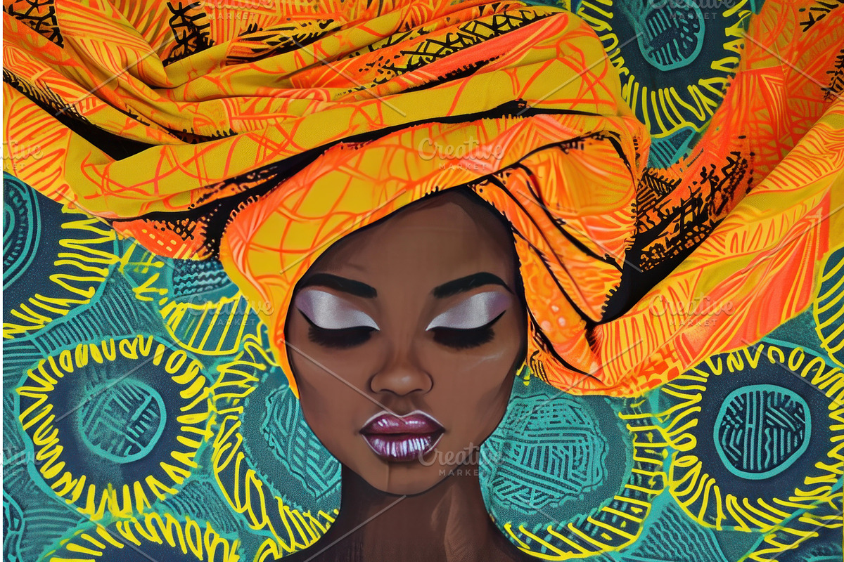 Traditional African woman towel, a Person Illustration by Ylivdesign