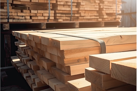 Solid wood deck board stack for, an Industrial Photo by Neirfy