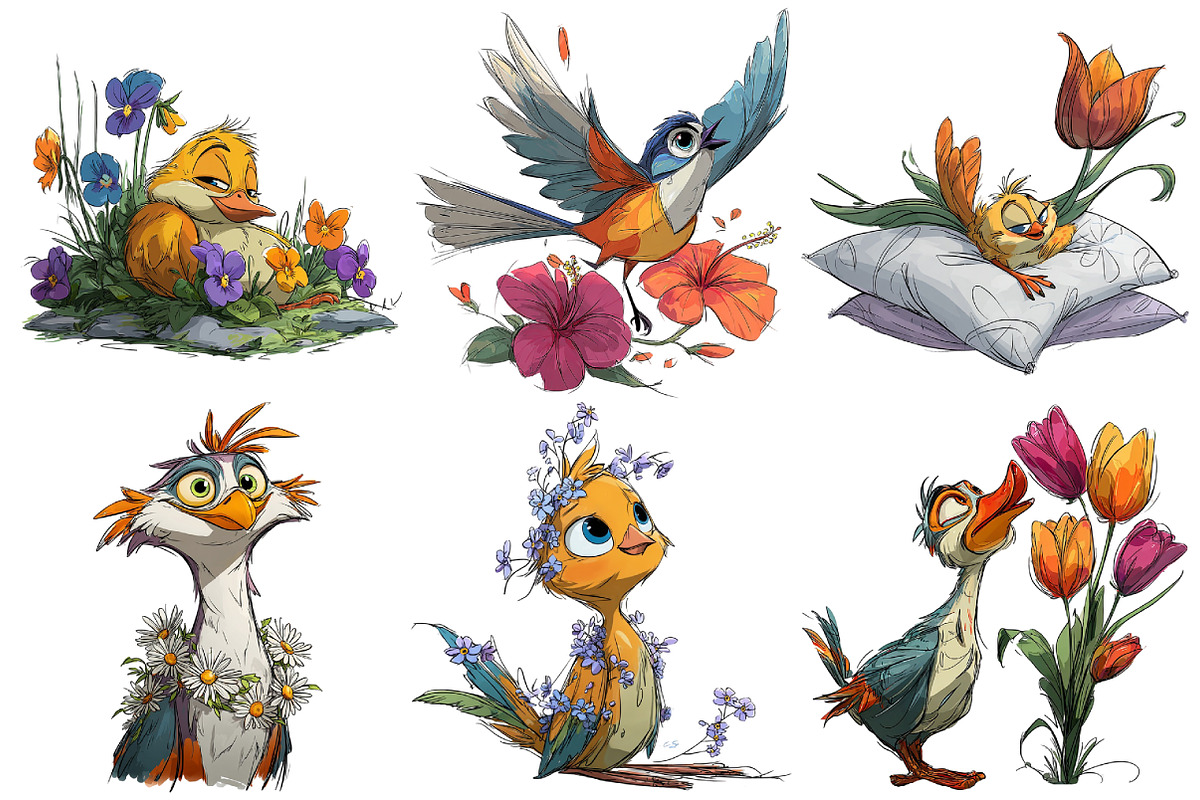Floral Cute Birds Clipart, an Illustration by Pixels.Craft (Photo 4 of 5)