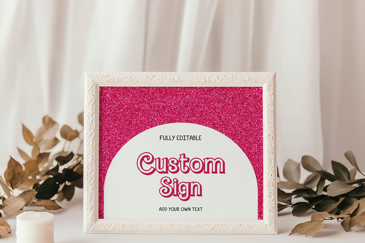 Hot Pink Doll Party Custom Sign, an Invitation Template by Digital_Mind (Photo 6 of 6)