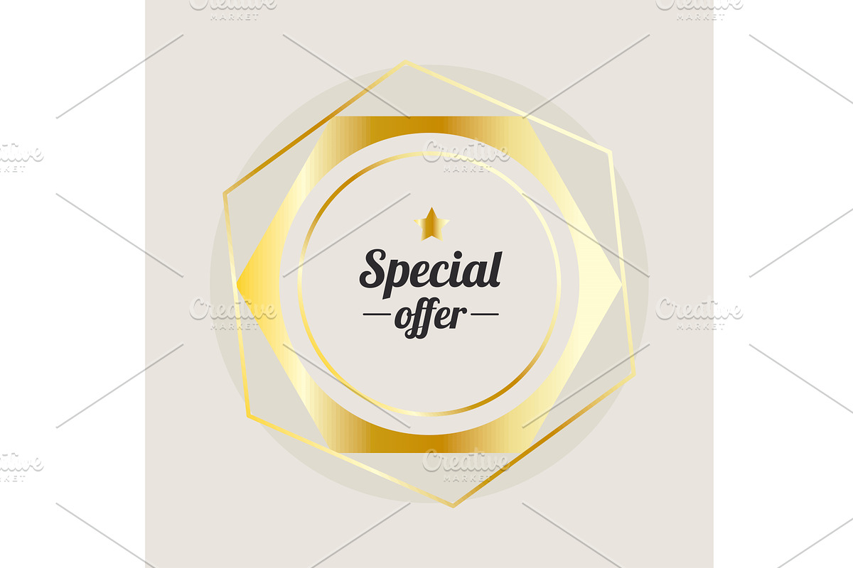 hexagon golden emblem, an Object Illustration by studiogstock