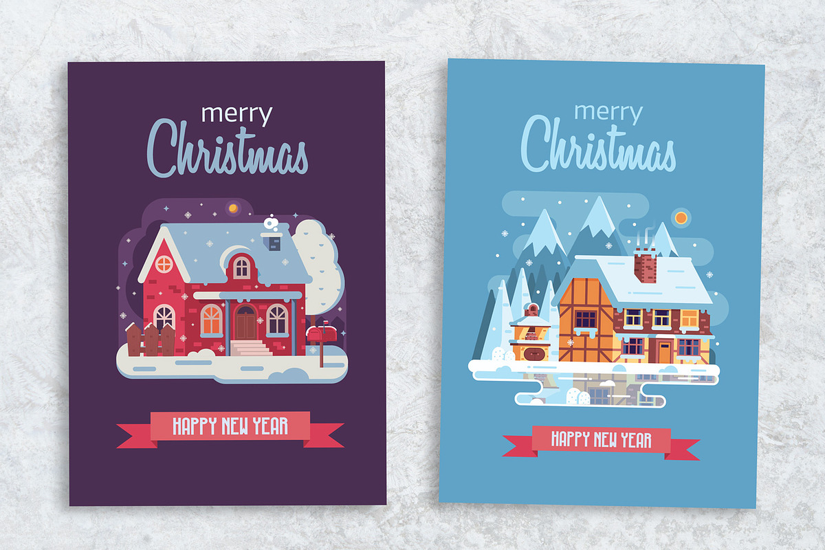 Cozy Winter House Christmas Cards, an Illustration by Alex Krugli (Photo 7 of 8)