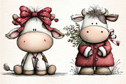 Whimsical Christmas Cow Clipart, an Illustration by Dream Creation (Thumbnail 6 of 8)