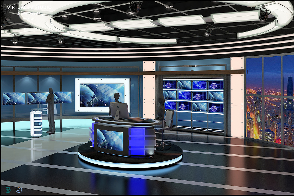 Virtual TV Studio News Set 27, an Architecture 3D Model by akerStudio (Photo 24 of 49)