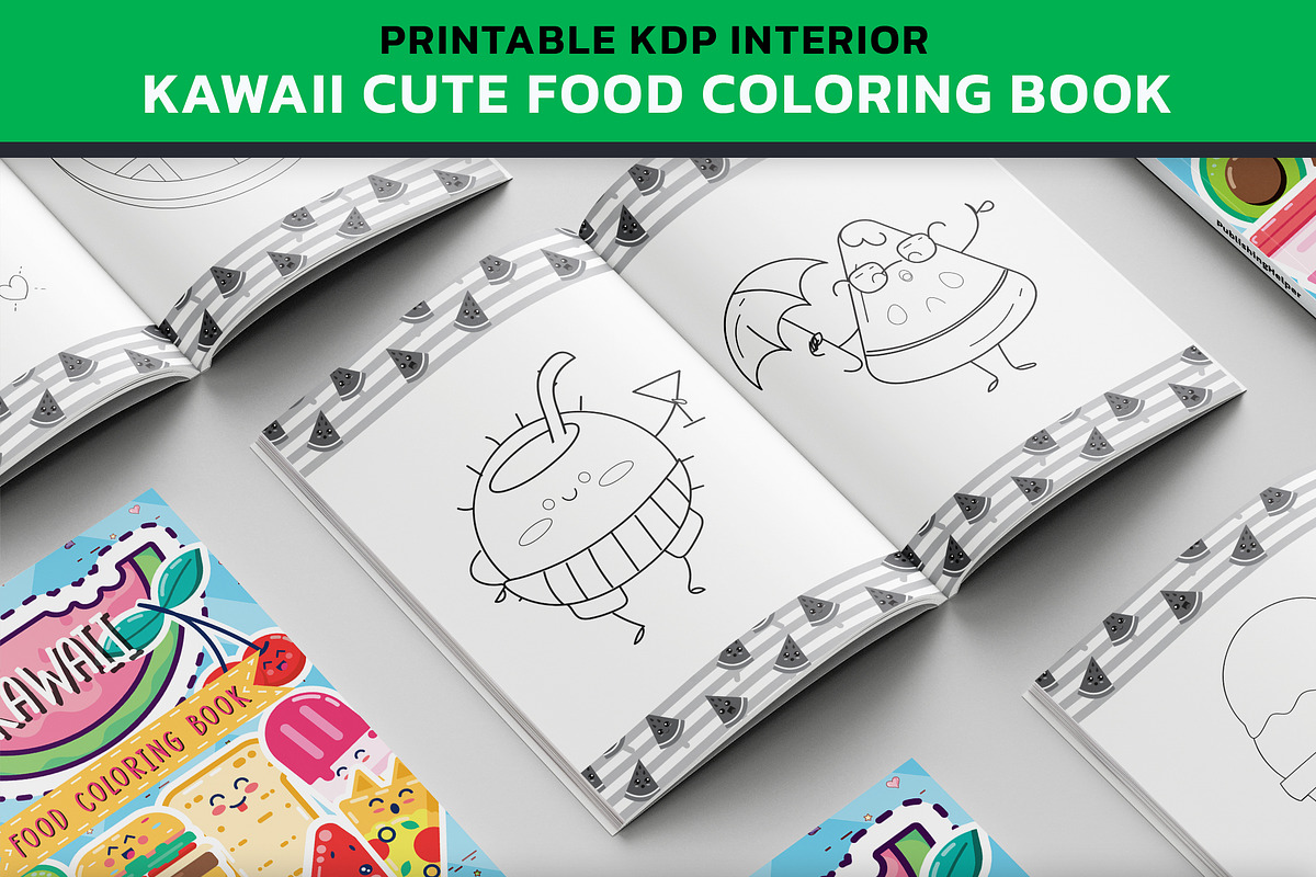KDP Cute Kawaii Food Coloring Book, a Food Illustration by PublishingHelper (Photo 2 of 4)
