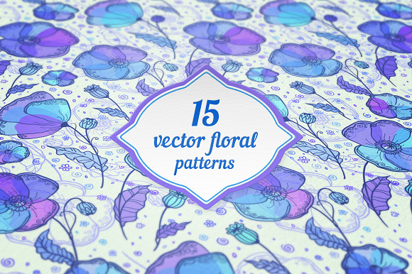 15 vector floral seamless patterns preview 6