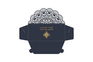 Vector wedding card laser cut template. Vintage decorative elements