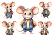 Watercolor Cute Mouse Clipart, an Animal Illustration by Design Scotch (Thumbnail 2 of 7)