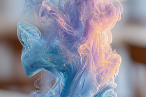 Colorful smoke swirls in white bowl, a Photo by Pixeness Studio