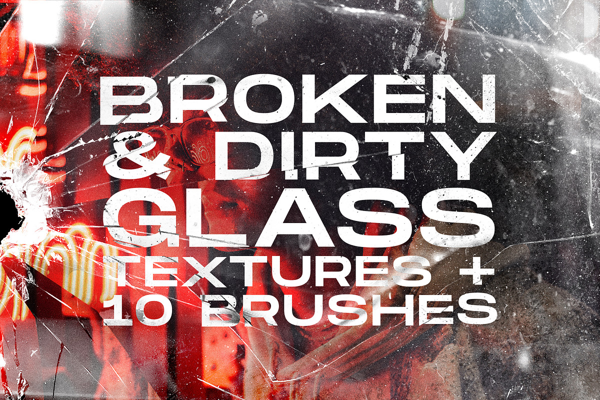 Broken Glass textures + brushes, a Texture Graphic by Visual Fear (Photo 1 of 11)