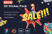 SALE! 3D Sticker Pack, a Templates & Theme by Dope Design (Thumbnail 1 of 10)