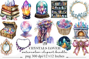 Watercolor Crystals Lover Clipart, an Illustration by Designking
