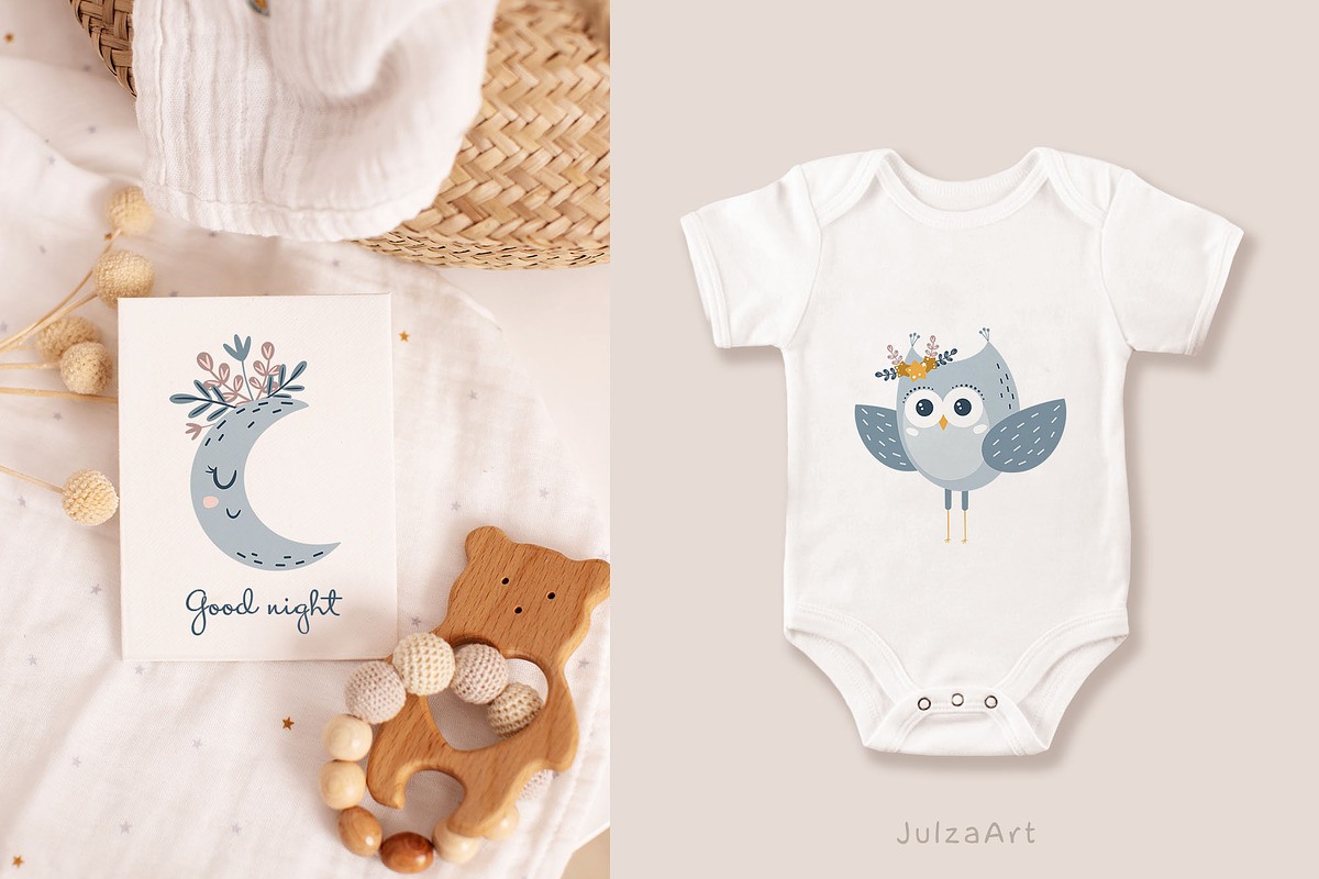 Good night baby clipart & patterns, an Object Illustration by JulzaArt (Photo 3 of 10)