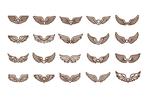 Angel wings line icons. Eagle hawk, an Animal Illustration by Stock-Smart-Start