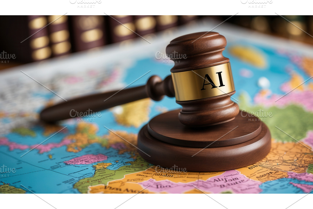 Wooden gavel with gold band labeled, an Illustration by tilialucida