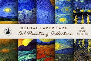 Oil Painting Digital Paper Set 2