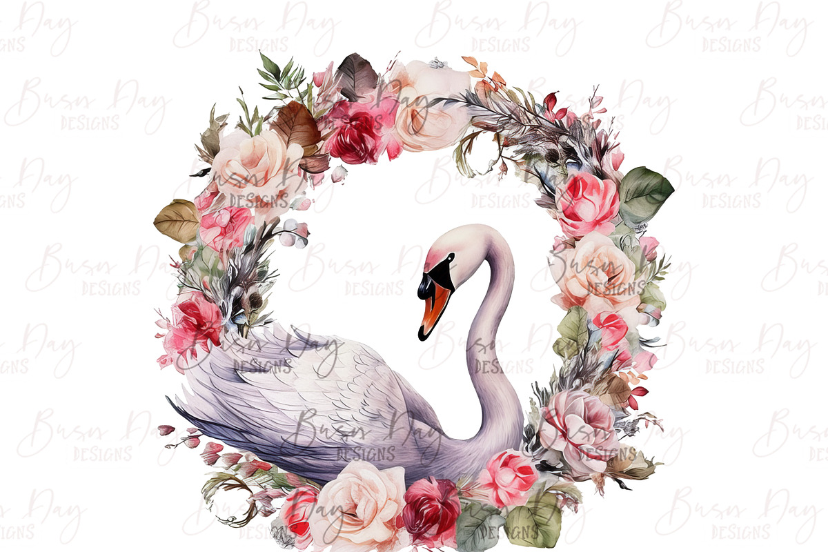 Watercolor Swan Clipart Bundle, an Animal Illustration by BusyDaydesign