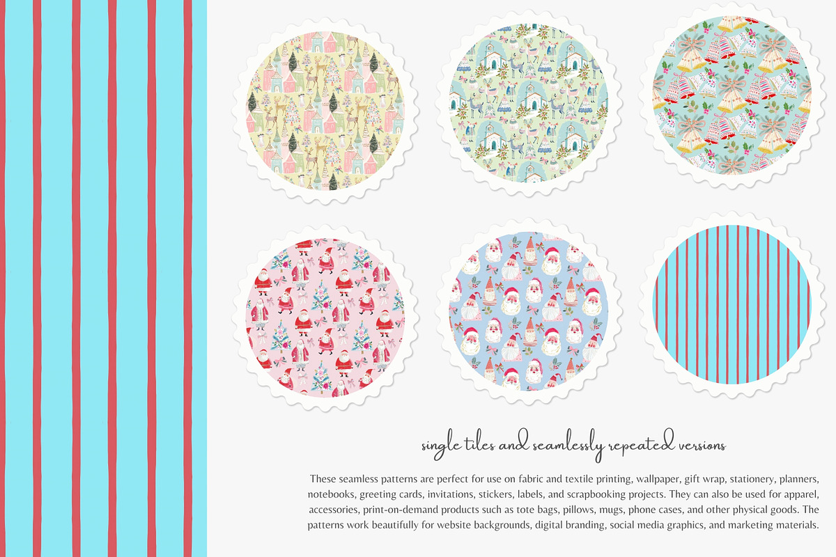 pastel Christmas seamless patterns, a Pattern Graphic by Patishop Art (Photo 3 of 10)