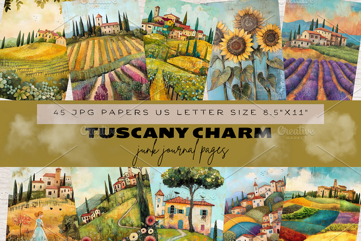 TUSCANY COUNTRYSIDE JUNK JOURNAL, a Decorative Illustration by Daring Digies (Photo 1 of 9)