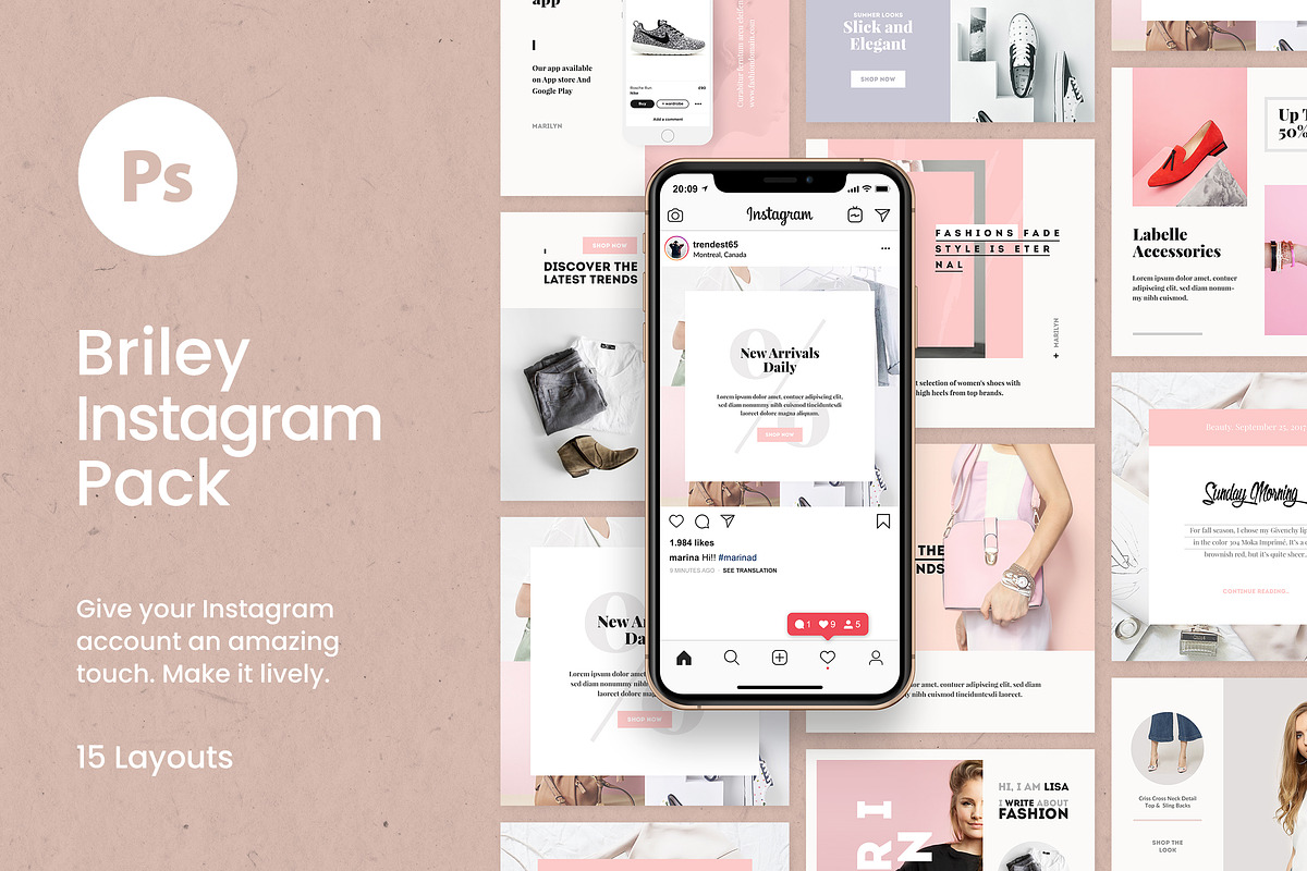 Briley Instagram Pack, a Social Media Template by Crevo Studio (Photo 1 of 7)