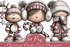 Christmas Candy Cane Characters, an Illustration by Libby Wishes
