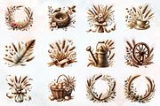 Sepia spring clipart bundle, an Illustration by RobertsArt (Thumbnail 5 of 7)